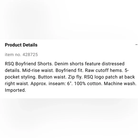 NWT RSQ Boyfriend Denim Shorts - Picture 7 of 7